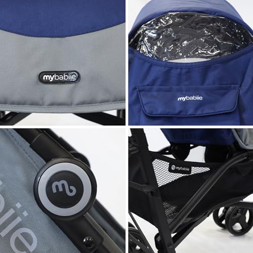 My Babiie MB02 Stroller - from Birth to 4 Years (22kg), Lightweight & Compact Umbrella Fold, Travel Buggy for Toddlers - Blue & Grey - Image 5