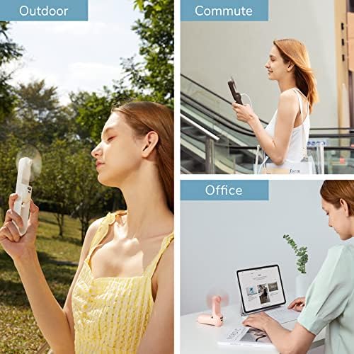 JISULIFE Handheld Fan, 3 IN 1 Mini Hand Fan, Portable USB Rechargeable Small Pocket Fan, Battery Operated Fan [12-19 Working Hours] with Power Bank, Flashlight Feature for Women,Travel-White - Image 7