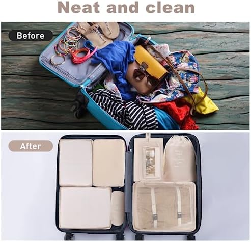 DAWNTREES Silicone Travel Bottles and 9 Pcs Packing Cubes for Suitcase,Travel Kit,Travel Essential, Beige - Image 3