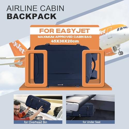 for Easyjet Cabin Bag 45x36x20, Travel Backpack with TSA Approved Clear Bag, Carry-ons Cabin Backpack for Travelling Underseat Cabin Bag Laptop Backpacks Luggage Set - Image 2