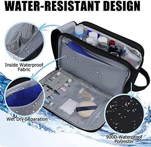 Gloppie Water- Resistant Toiletry Bag for Men - Portable Travel Wash Bag Toiletries Cosmetic Organizer Make up Bag - Foldable Shaving Dopp Kit Gym Bags Shower Bathroom Accessory(Black) - Image 4