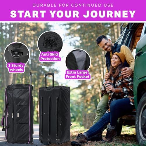 Skylark 32" Large Suitcase Lightweight Wheeled Duffle Bag Holdall Luggage Travel Bag 2.8kg 120L Black - Image 3