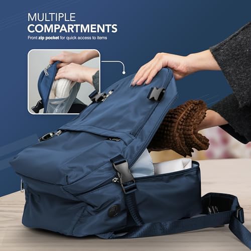 LUGG - Ryanair Underseat Waterproof & Durable Travel Backpack- Fits 15" Laptop - Anti-Theft Pocket - Multiple Compartments for Storage - Lightweight Carry-On Cabin Bag - 20L - Navy - 40x20x25cm - Image 4