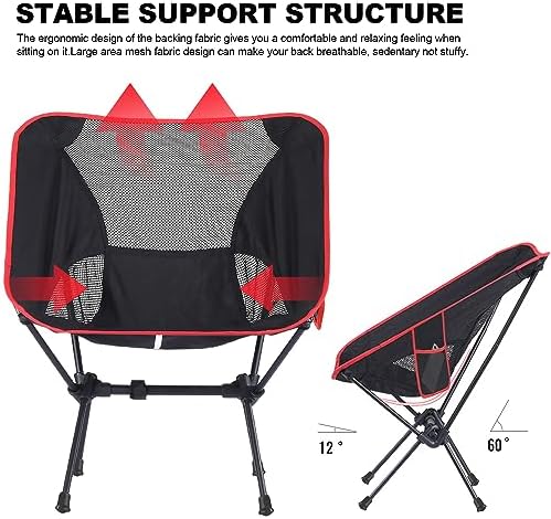 Folding Camping Chairs, Ultralight Portable Chairs with Carry Bag,Lightweight Camping Chair for , Camping, Picnic, Fishing, Hiking,Travel,Heavy Duty 120kg Capacity, Black, 59 x 52 x 64 cm - Image 7