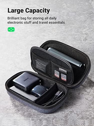 UGREEN Travel Accessories Bag, Portable Cable Organiser Travel Electronics Organiser Small Gadget Cable Bag Pouch, Hard Case for Charger Adapter Power Bank Hard Drive(Grey) - Image 4