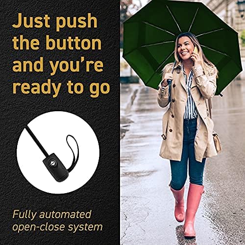 EEZ-Y Compact Travel Umbrella w/Windproof Double Canopy Construction - Auto Open Close Button for One Handed Operation - Sturdy Portable and Lightweight for Easy Carry - Image 7