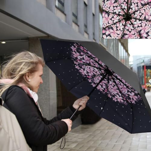 Travel Umbrella, Windproof Automatic Umbrella, 8 Ribs Compact Travel Folding Umbrella, Auto Open/Close, Portable Umbrella for Men&Women - Image 5