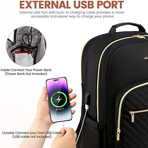 LOVEVOOK Laptop Backpack for Women 15.6 Inch, Womens Backpack for Work Business Travel School College With USB Port, Lightweight Back Pack Computer Laptop Rucksack-Black - Image 4