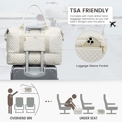 LOVEVOOK Travel Bag for Women With Shoe Compartment - Weekend Overnight Carry-on Duffel With Toiletry Bag - Waterproof Holdall for Gym, Sports, Vacation - Ryanair EasyJet Cabin Hand Luggage - Image 4