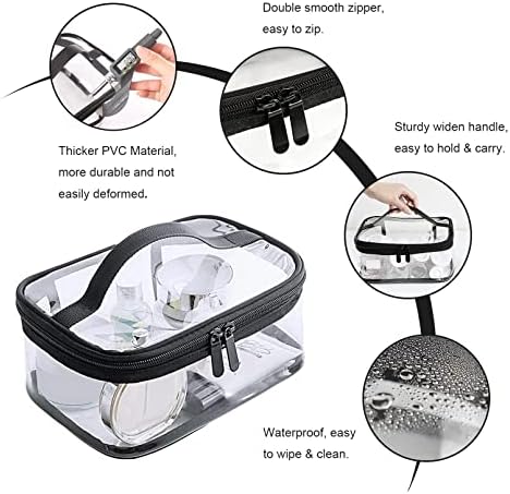 Clear Toiletry Bag, Kememo 2PCS Portable Makeup Bag Transparent Cosmetic Bag with Handle Zipper Waterproof Travel Storage Pouch - Image 5