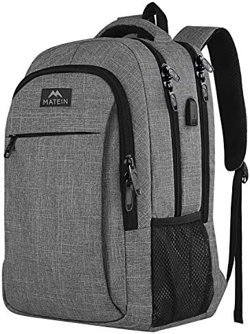 MATEIN Travel Laptop Backpack, Work Bag Lightweight Laptop Bag with USB Charging Port, Anti Theft Business Backpack, Water Resistant School Rucksack Gift for Men and Women, Fits 15.6 Inch, Grey - Image 4