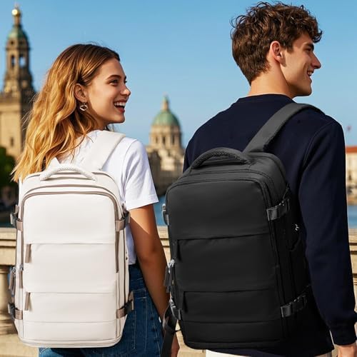 SZLX Large Travel Backpack Women, Carry On Backpack Men,Hiking Backpack Waterproof Outdoor Sports Rucksack Casual Daypack School Bag Fit 14 Inch Laptop with USB Charging Port Shoes Compartment - Image 3