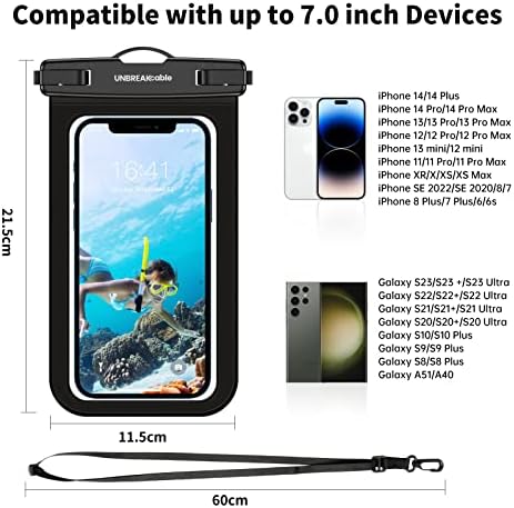 UNBREAKcable Waterproof Phone Pouch, IPX8 Waterproof Phone Case, Travel Essentials, [Dry Bags for iPhone Samsung Huawei Xiaomi...] [7 Inch] [2 Pack] Black - Image 5