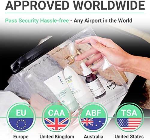 The Original Airport Security Liquids Bags -100% Leakproof Liquid Bag 20 x 20cm - Security Approved Travel Toiletry Bag by Ogato- Clear Makeup Bag - 3pcs - Image 3