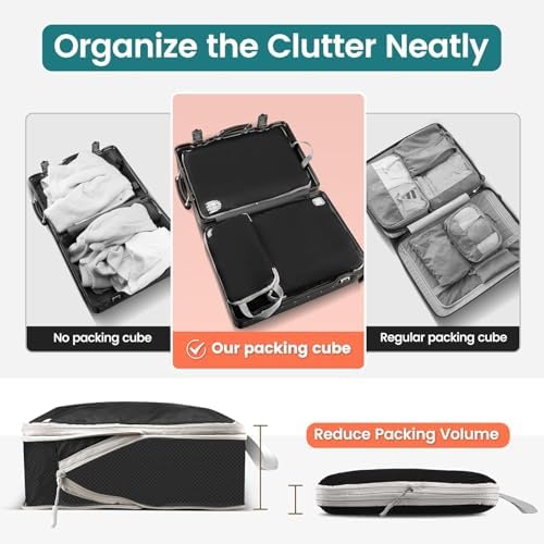 Compression Packing Cubes for Backpack, Travel Packing Cubes for Suitcases Waterproof Suitcase Organiser Bags for Travel Suitcase Luggage Packing Organizer Bags - Image 6