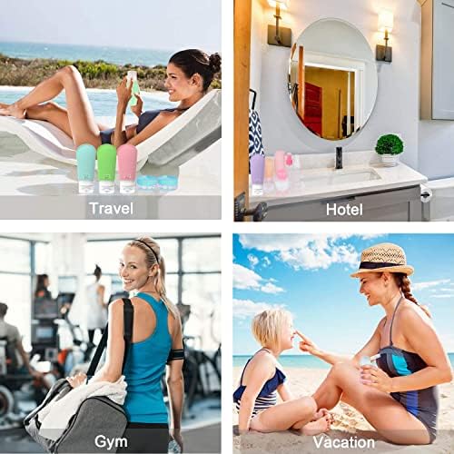 14 Pack Travel Bottles Set for Toiletries, Silicone Travel Containers 90ml Leak Proof Refillable Travel Accessories for Shampoos, Conditioner and Lotion - Image 4