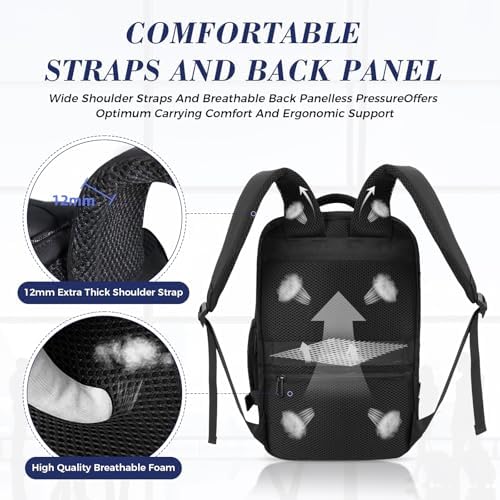 for Ryanair Cabin Bags 40x20x25 Underseat Travel Backpack Carry-Ons Hand Luggage Cabin Bag Size 20L, Daypack School Office Bag with USB Port, Trolley Sleeve, Anti Theft Pocket - Black - Image 5