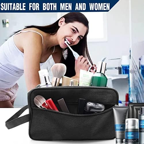 Toiletry Bag for Men Large Travel Wash Bag Water-Resistant Gym Shaving Organiser Bag, Shower Bathroom Makeup Bag with Handle (Black) - Image 3