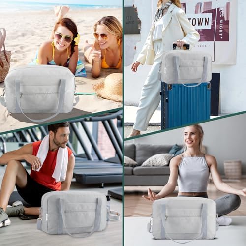 for Ryanair Cabin Bags 40x20x25 Underseat Travel Bag Small Hand Luggage Bag Tote Carry On Duffle Bag Gym Beach Overnight Flight Bag Weekend Bags for Women Men,Beige(with Shoulder Strap) - Image 7