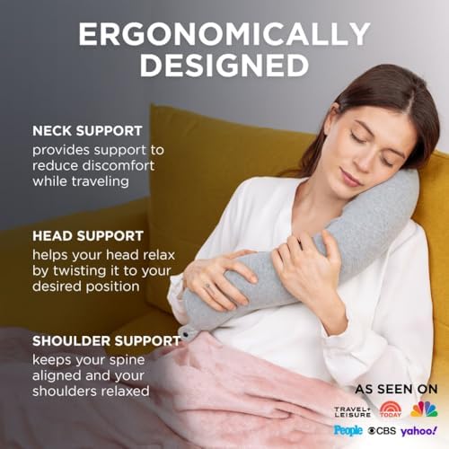 Twist Memory Foam Travel Pillow for Neck, Chin, Lumbar and Leg Support - for Traveling on Airplane, Bus, Train or at Home - Best for Side, Stomach and Back Sleepers - Adjustable, Bendable Roll Pillow - Image 4