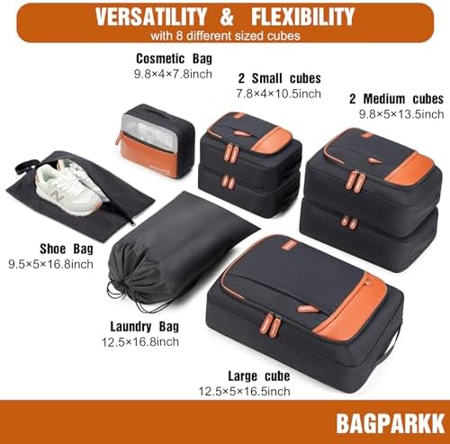 8 Set Packing Cubes for Travel, Lightweight Vacation Travel Essentials, Travel Accessories for Suitcase Organizer Bags Set (Black) - Image 6