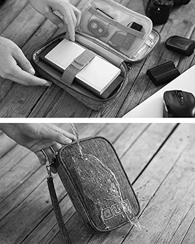 Small Electronic Accessories Organizer, Handhled Acopton Universal Compact Travel Digital Accessories Storage Bag for Portable Charger, Cables, Earphone, Cord, SD Card, Phone (Black) - Image 4