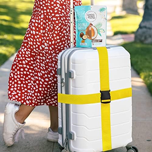 Luggage Suitcase Straps Set, Travel Accessories Thickened Luggage Belt with Quick Release Buckle, Adjustable Black Travel Luggage Straps for Suitcase Baggage (Yellow, 4 PCS Set) - Image 2