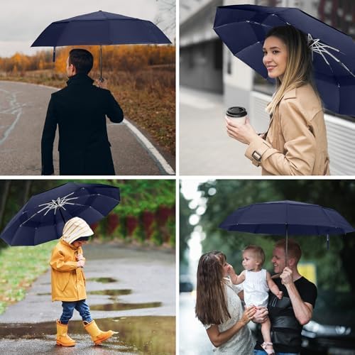 Umbrella Windproof Strong Large Compact - Wind Resistant Rain Umbrella Stand Lightweight Portable Auto Travel Umbrella Foldable Golf Umbrella for Men and Women - Image 9