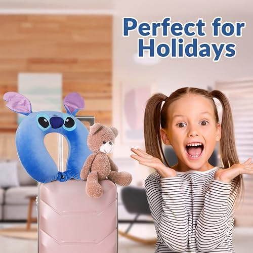 Disney Stitch Girls Teenagers Women Travel Pillow, Memory Foam Cushion Comfy Travel Accessories Flight Pillow Neck & Head Support (Blue Stitch) - Image 5
