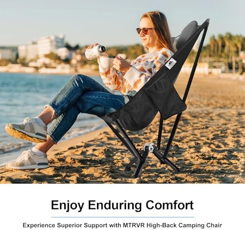 Portable Folding Camping Chair High Back Headrest, One-Piece Die-Cast Aluminum Frame Longer Durability, No Assembly Required, Oversized Camp Chair Big and Tall for Beach, Outdoor Sports, Travel - Image 3