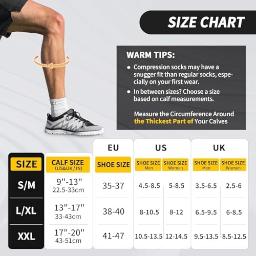 CAMBIVO 2 Pairs Compression Socks for Women and Men, 15-20 mmHg Flight Socks Stockings Running Socks for Flying, Pregnancy, Nurses, Airplane Travel Essentials - Image 2