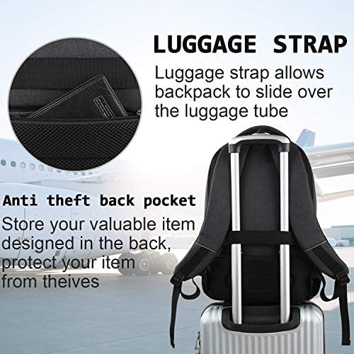 KASIBON Laptop Backpack with USB Charging&Headphone Port,Anti-Theft Business Laptop Backpack with Breathable Padded Shoulder Strap, Water Resistant Computer Rucksack - Image 6