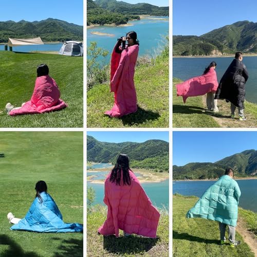 Down Camping Blanket,Ultralight and Warmer Blanket for Camping, Hiking, Hammocks,Travel, Indoors,Outdoor,Cars,Camper Van with 2 kinds of style for storage,can be used as square pillow or quilt - Image 7