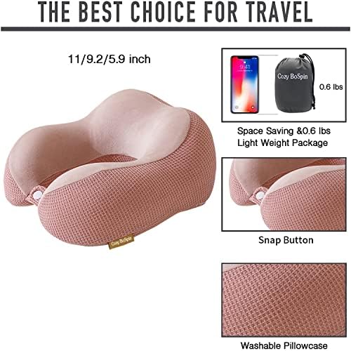 Travel Pillow - Neck Pillow for Traveling, Memory Foam Portable Support Pillow,Comfortable and Lightweight Quick Pack for Camping,Sleeping Rest Cushion (Pink) - Image 5