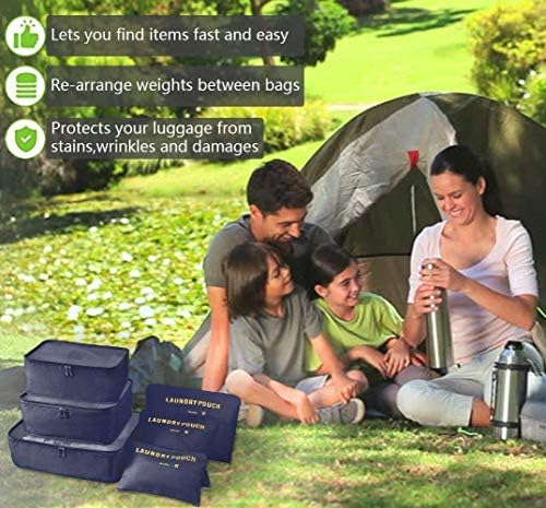 Vicloon Packing Cubes, 8 PCS Travel Organiser Bags Luggage Organizers with Shoe Bag for Clothes Suitcase Shoes (Blue) - Image 8
