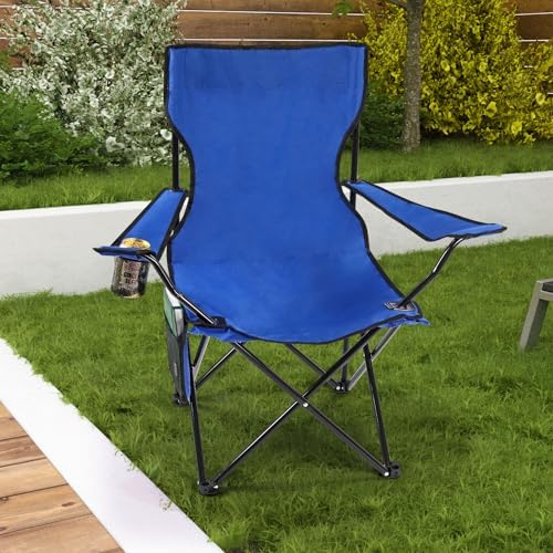 Taylor & Brown Set of 2 Lightweight Folding Camp Chair - Portable Chairs with Cup Holder, Side Pocket and Bag Perfect for Camping, Festivals, Garden, Fishing, Beach and BBQs, Blue - Image 2