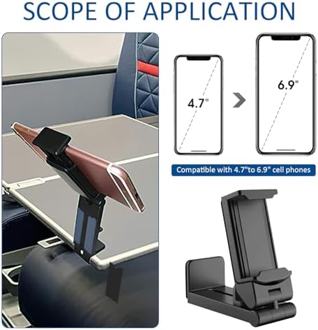 Airplane in Flight Phone Holder, 360° Rotatable Universal Desk Stand Compatible with iPhone/Galaxy Android Phones, Portable Adjustable Mount Travel Essential for Plane,Train,Work (B-Black 2pcs) - Image 2