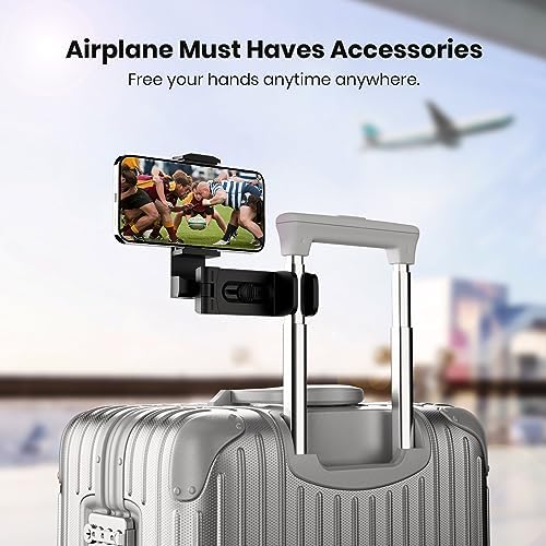 Airplane in Flight Phone Holder,Klealook 4 in 1 Adjustable Phone Stand for Travel,360°Rotating Desk Clamp,Portable Foldable Hook,Universal Mount for Home/Office-Black - Image 2