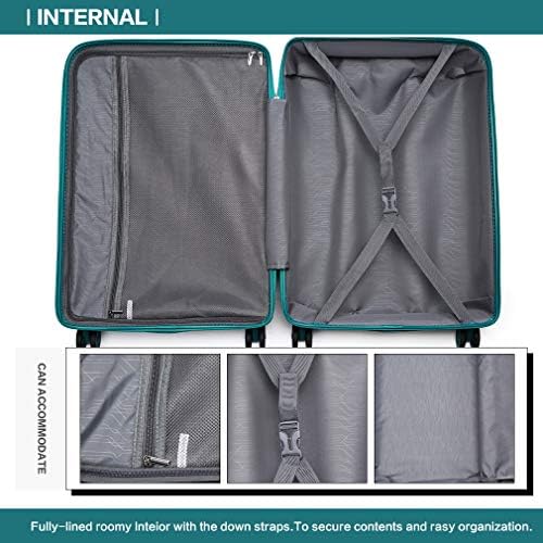 Kono Large Suitcase Hard Shell Travel Trolley 4 Spinner Wheels Lightweight Polypropylene Check in Luggage with TSA Lock (Turquoise,76cm/100L) - Image 4