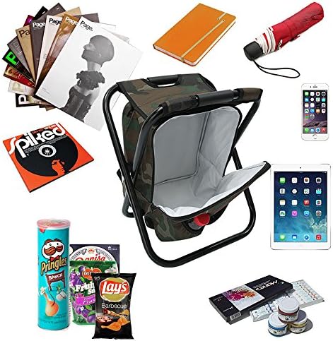 Folding Camping Chair Stool Backpack with Cooler Insulated Picnic Bag, Camouflage Portable Hiking Seat Table Bag for Outdoor Indoor Fishing Travel Beach BBQ - Image 5