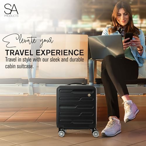 Cabin Suitcase, Easy Jet 45x36x20 Cabin Bag | Lightweight, Telescopic Handle, Hard Shell Small Carry on Suitcase with Wheels | Travel Luggage (Black) - Image 4