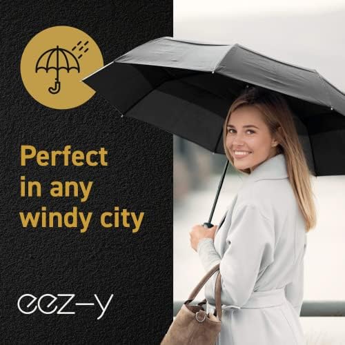 EEZ-Y Compact Travel Umbrella w/Windproof Double Canopy Construction - Auto Open Close Button for One Handed Operation - Sturdy Portable and Lightweight for Easy Carry - Image 7