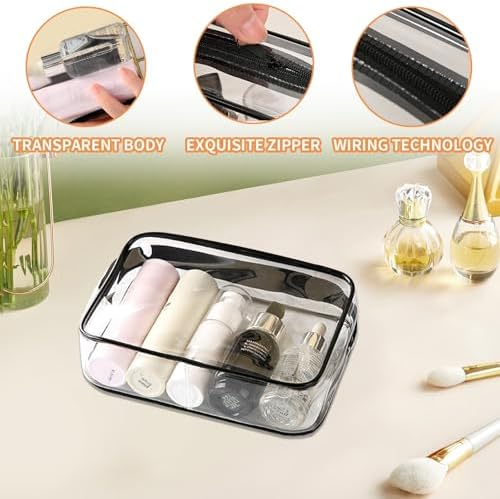 Clear Travel Cosmetic Bag with Zipper, 6PCS Clear Toiletry Bags, PVC Waterproof Travel Wash Bags for Family, Men, Women (Largea, Medium, Small, Minimum) - Image 4
