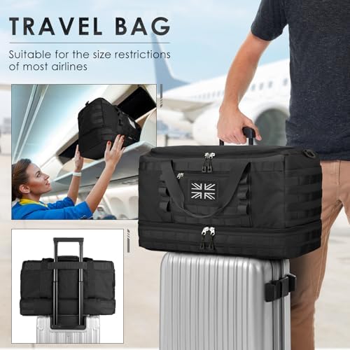ETRONIK Travel Duffle Bag for Men, Tactical Gym Bag with Multiple Compartments and Shoe Pocket & Weekender Overnight Duffle Bag with Wet Pocket, Carry On Holdall Luggage for Workout Football Sport - Image 5