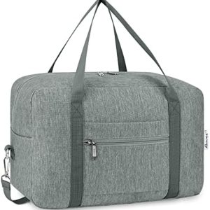 for Ryanair Airlines Cabin Bag 40X20X25 Underseat Foldable Travel Duffel Bag Holdall Tote Carry on Luggage Overnight for Women and Men 20L (Grey (with Shoulder Strap))