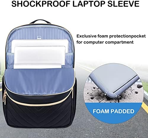 VANKEAN 15.6 Inch Laptop Backpack for Women Men Work Laptop Bag Fashion with USB Port, Waterproof Purse Backpacks Teacher Nurse Stylish Travel Bags Casual Daypacks for College, Business, Black - Image 3