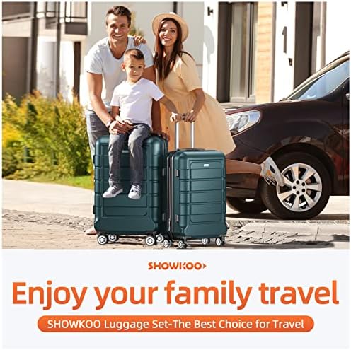 SHOWKOO Luggage Sets 3 Piece Hard Shell PC+ABS Expandable Lightweight Durable Trolley Travel Suitcase with Spinner Wheels TSA Lock, 20" 24" 28" -Army Green - Image 2