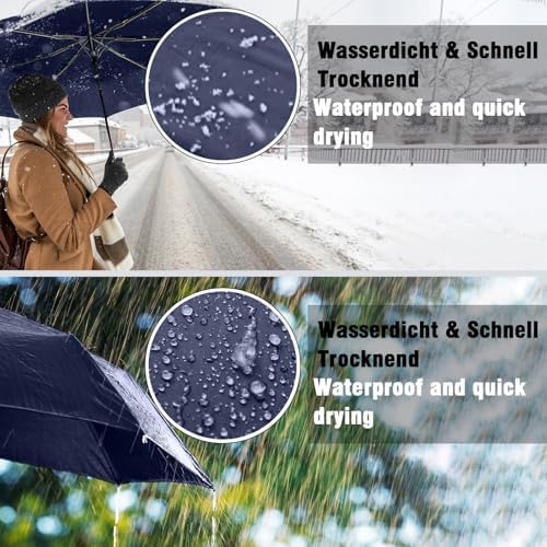 Umbrella Windproof Strong Large Compact - Wind Resistant Rain Umbrella Stand Lightweight Portable Auto Travel Umbrella Foldable Golf Umbrella for Men and Women - Image 6