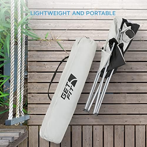 Get Fit Premium Camping Chair - Thick Padded Folding Chair For Adults With Magazine Pocket, Cup Holder & Carry Bag - Lightweight 3kg - Heavy Duty Foldable Picnic Chair - Capacity 130kg - Grey - Single - Image 6