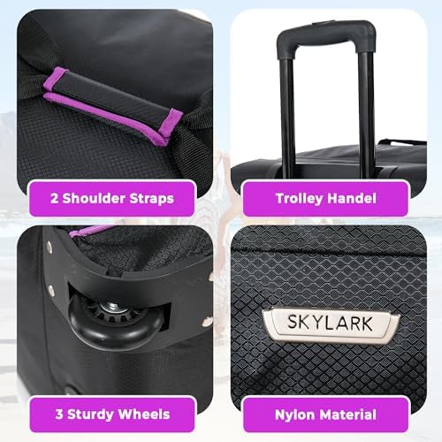 Skylark 32" Large Suitcase Lightweight Wheeled Duffle Bag Holdall Luggage Travel Bag 2.8kg 120L Black - Image 4